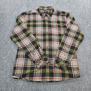 KAVU Mens Flannel Button‎ Up Long Sleeve Plaid Shirt Outdoors Klear L